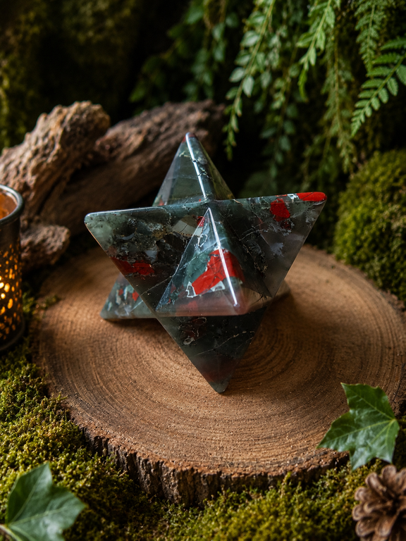 Merkaba Jaspe sang de dragon - 8x8cm