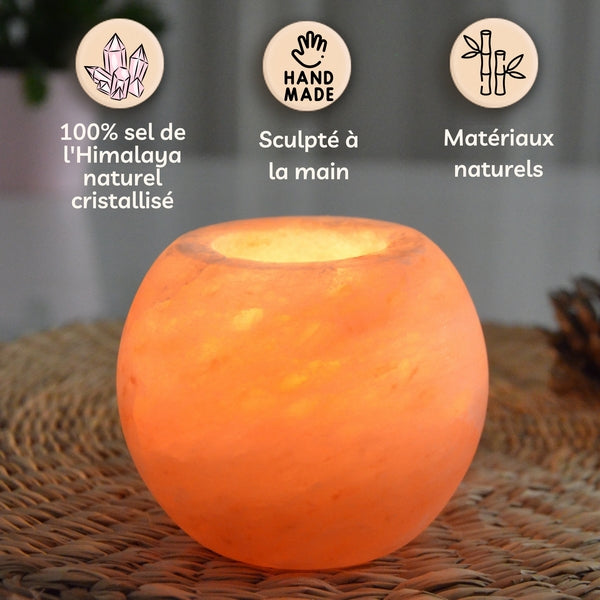 Bougeoir en Sel Rose de l’Himalaya – Sphère