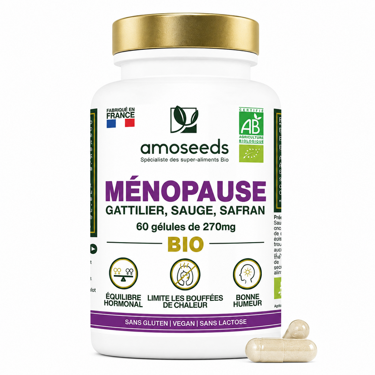 Complexe Ménopause Bio – Gattilier, Sauge & Safran – 60 gélules