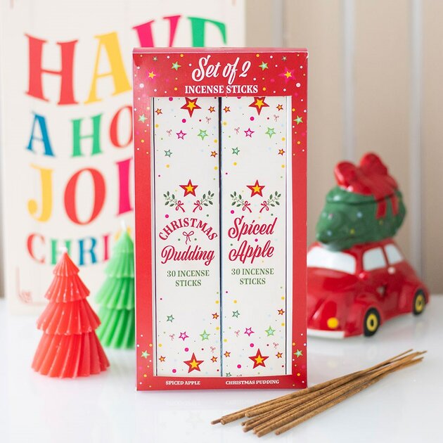 Coffret Encens de Noël – Pomme Épicée & Pudding de Noël (2 x 30 bâtonnets)