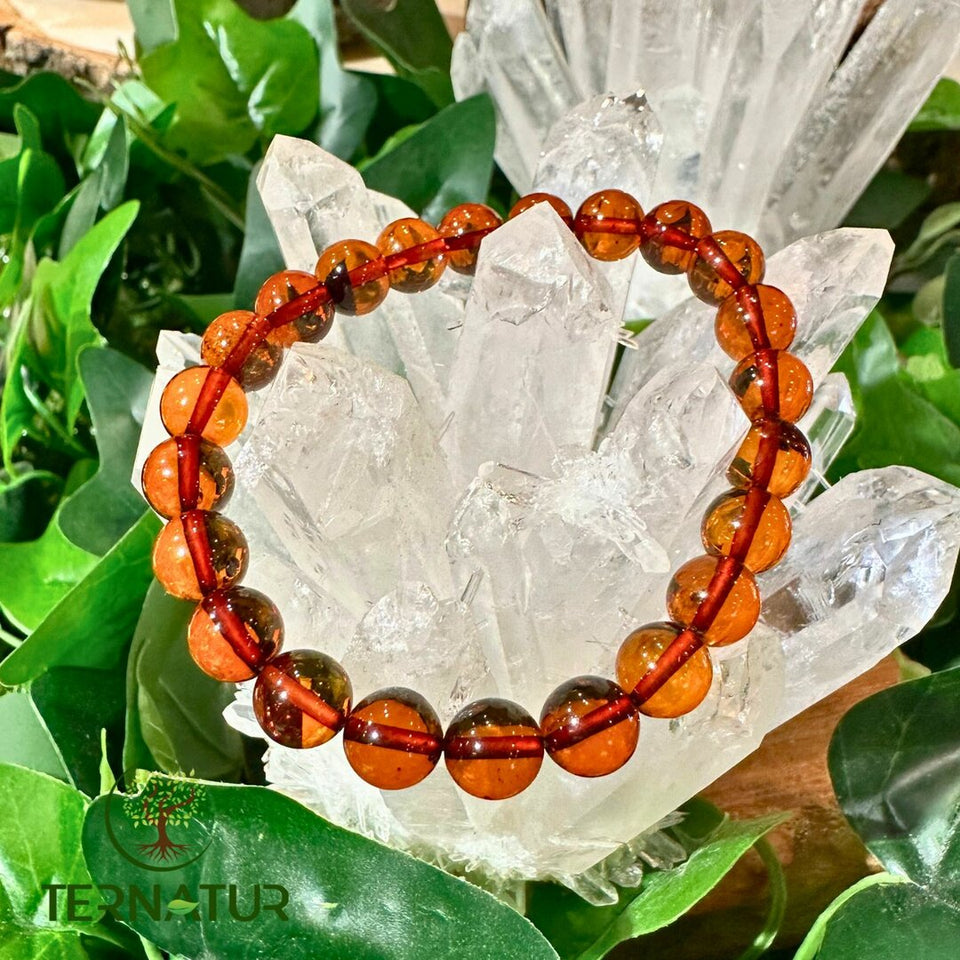 Bracelet Ambre Couleur Cognac - 8mm