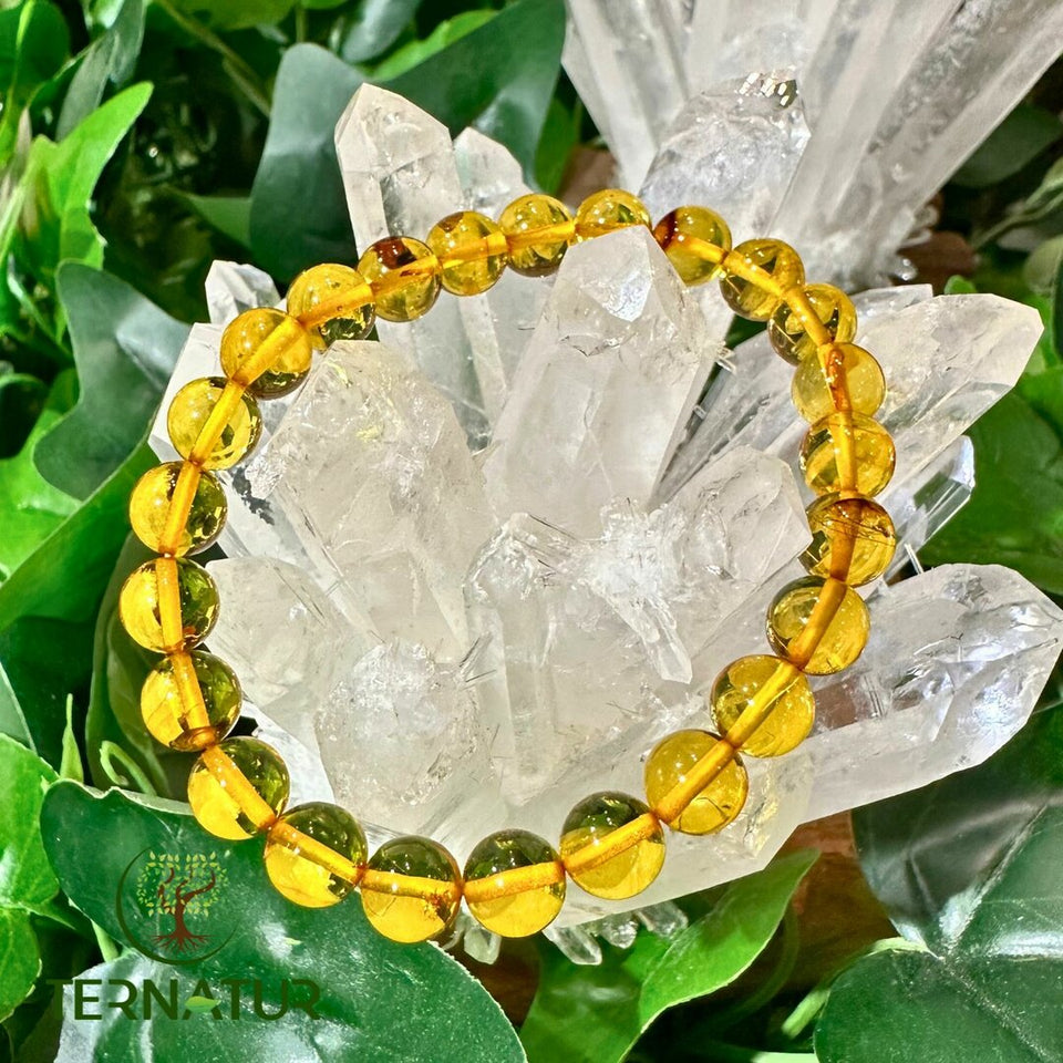 Bracelet Ambre Couleur Miel - 8mm