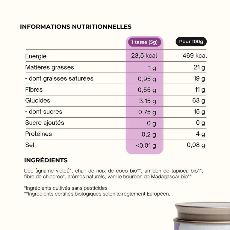 Poudre d’Ube Premium « La Blend » – Noix de Coco & Vanille Bourbon – 80 g