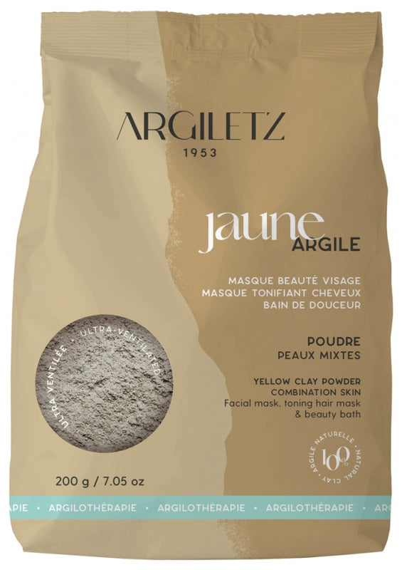 Argile Jaune Ultra-Ventilée – Peaux Mixtes – 200 g – Argiletz