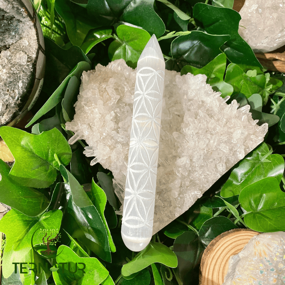 Bâton de massage en Sélénite fleur de vie