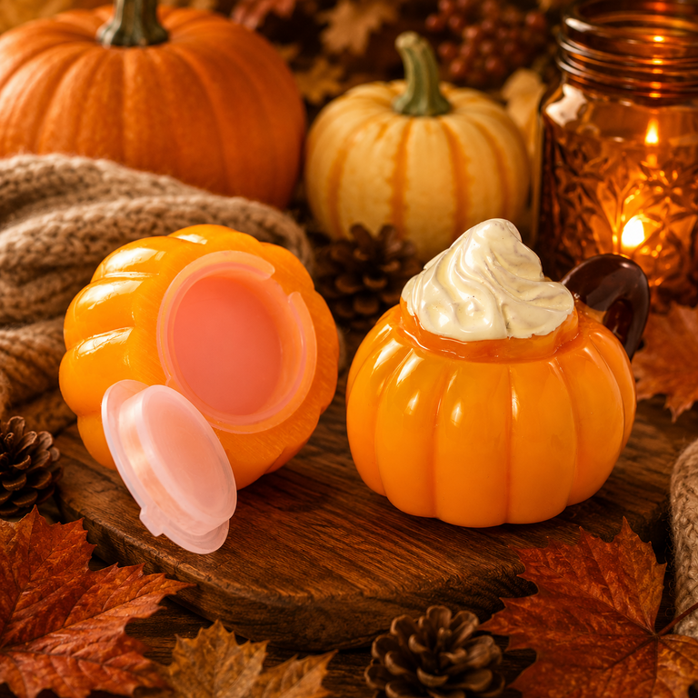 Baume à Lèvres Pumpkin Spiced Latte – Pot Citrouille – 3,5 cm