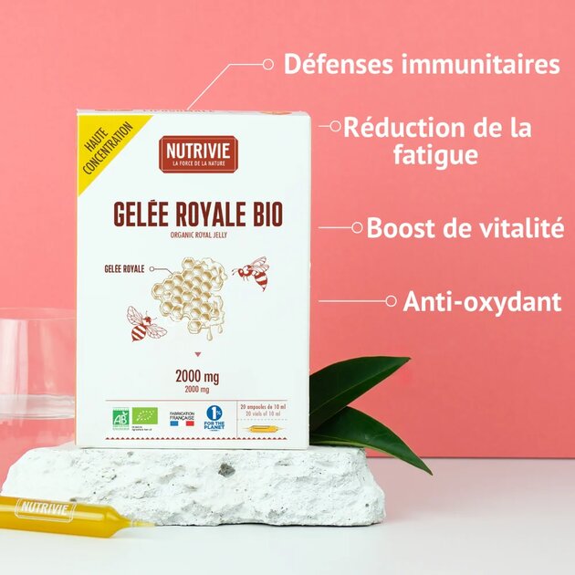Gelée Royale Bio 2000mg - 20 ampoules - Nutrivie