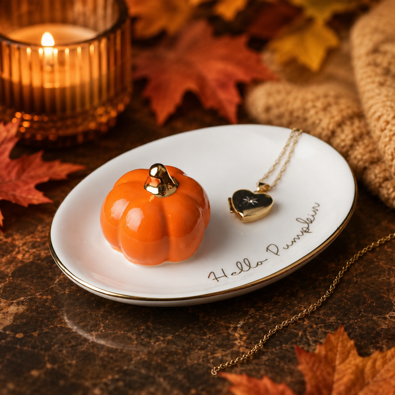 Plat à Bijoux « Hello Pumpkin » – Citrouille en Céramique