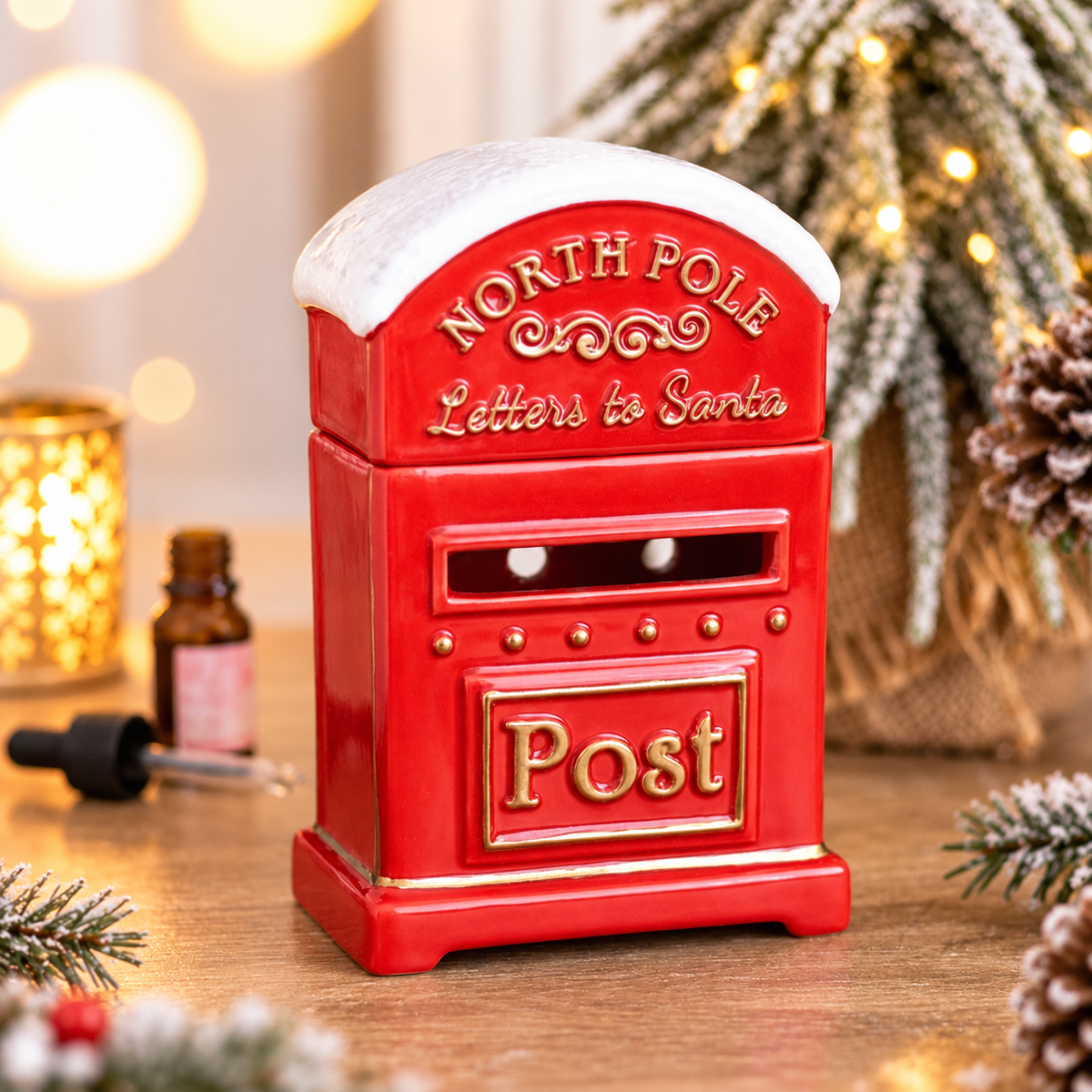 Diffuseur d’huiles & Chauffe-cire Boîte aux Lettres de Noël – « Lettres au Père Noël » en Céramique