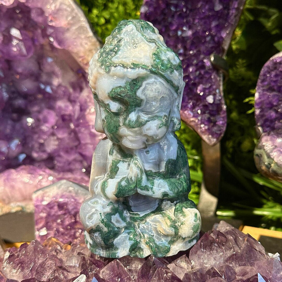 Bouddha en Agate Mousse