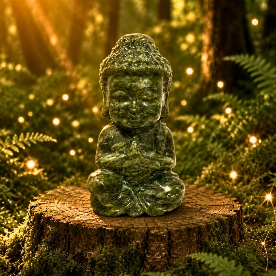 Statuette de Bouddha en Jade Néphrite - 15cm