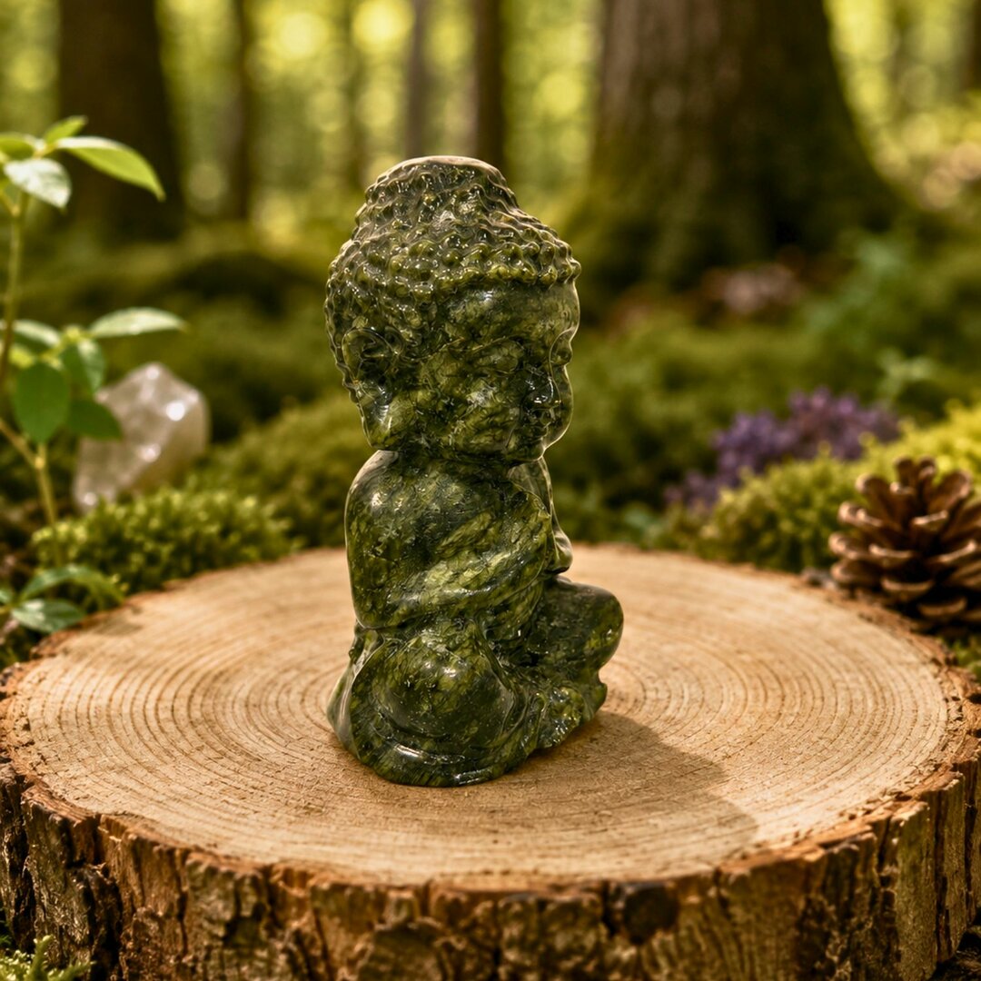 Statuette de Bouddha en Jade Néphrite - 15cm