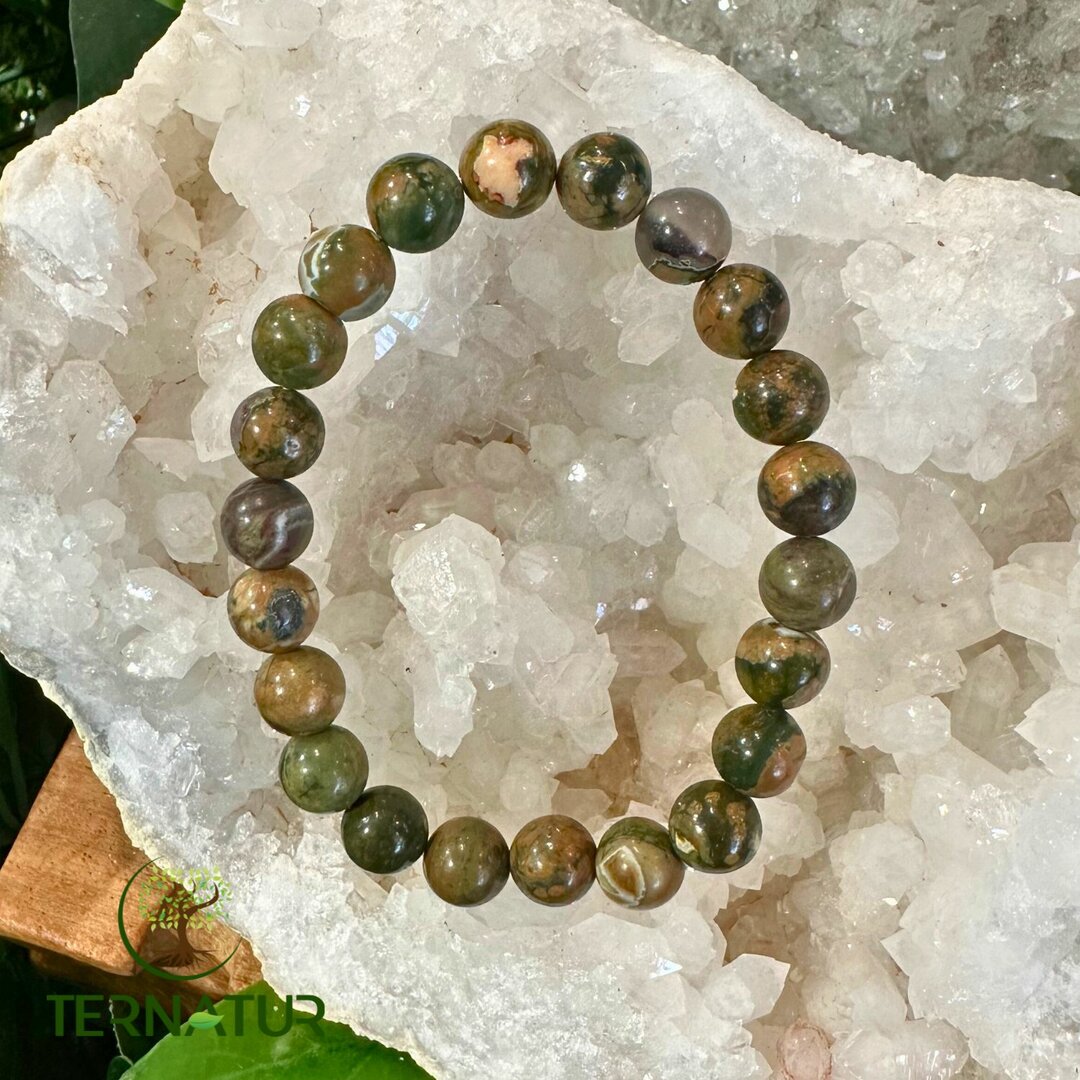 Bracelet Jaspe Forêt Tropicale / Rhyolite - 8mm