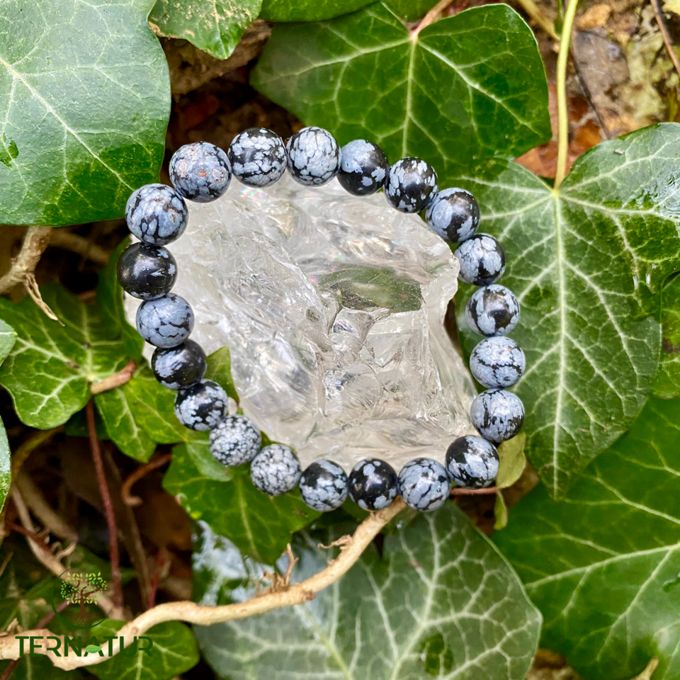 Bracelet Obsidienne Flocon de Neige - 8mm