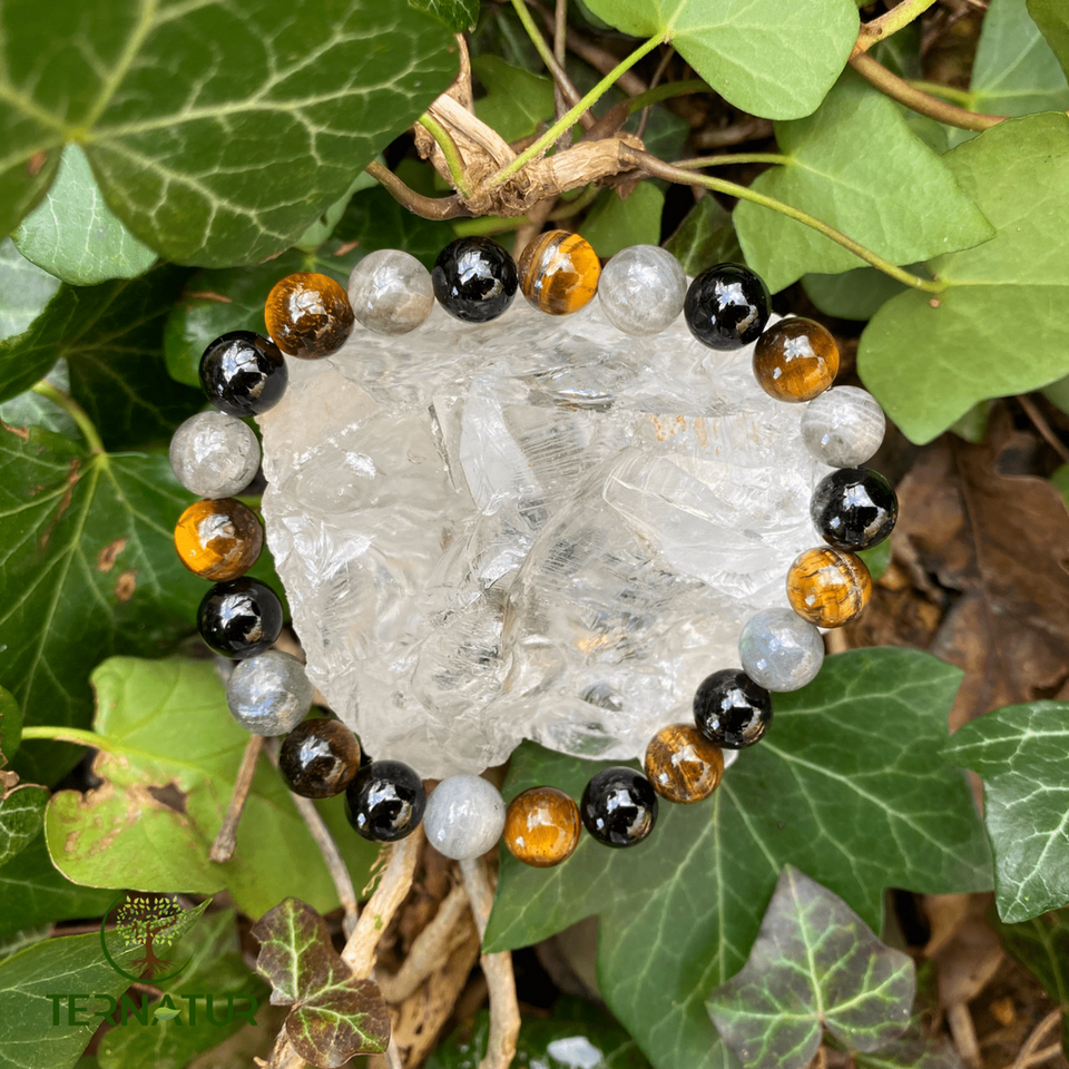 Bracelet "Protège-moi" Labradorite, Oeil de Tigre & Obsidienne Noire - 8mm