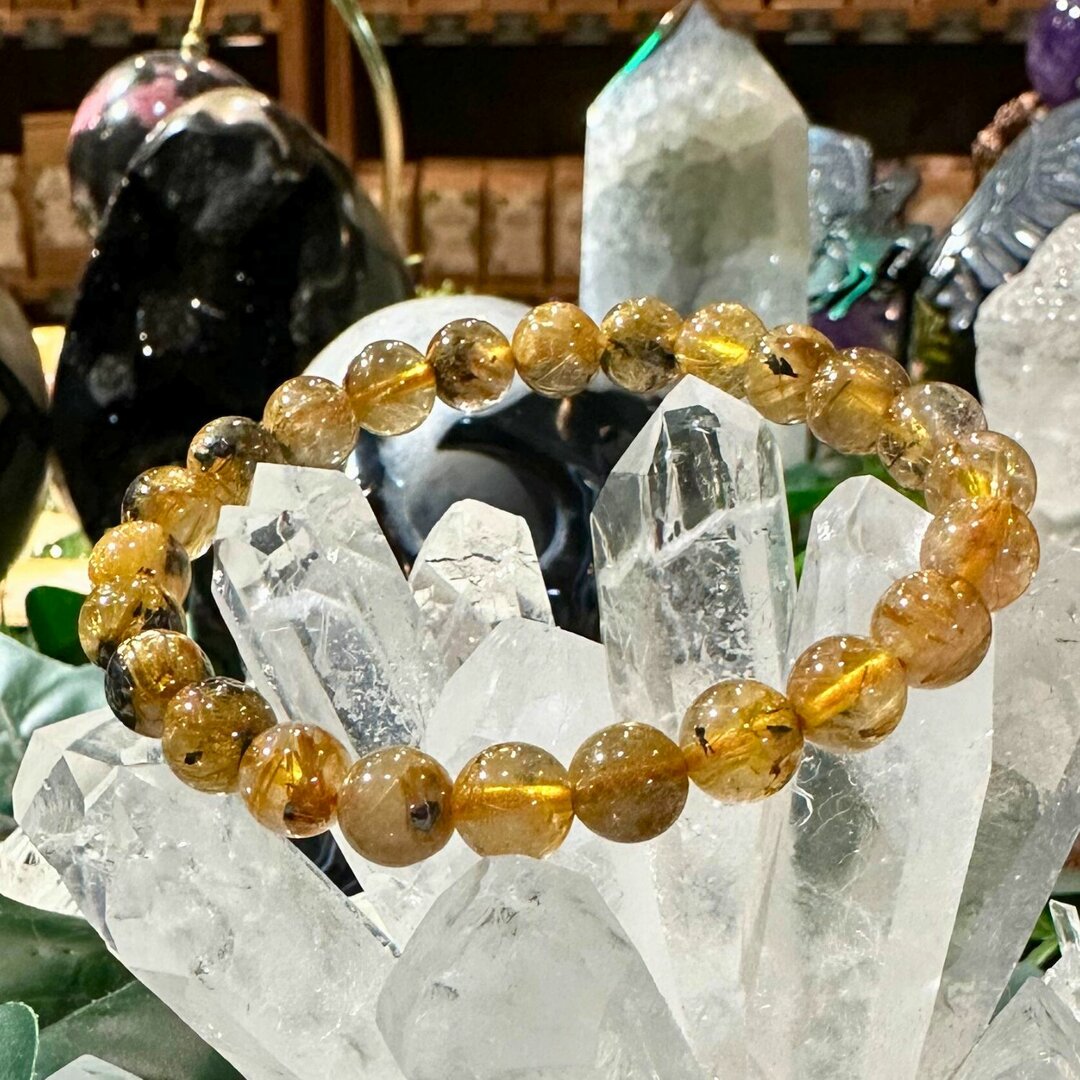 Bracelet Quartz Rutile Hématite AAA - 8mm