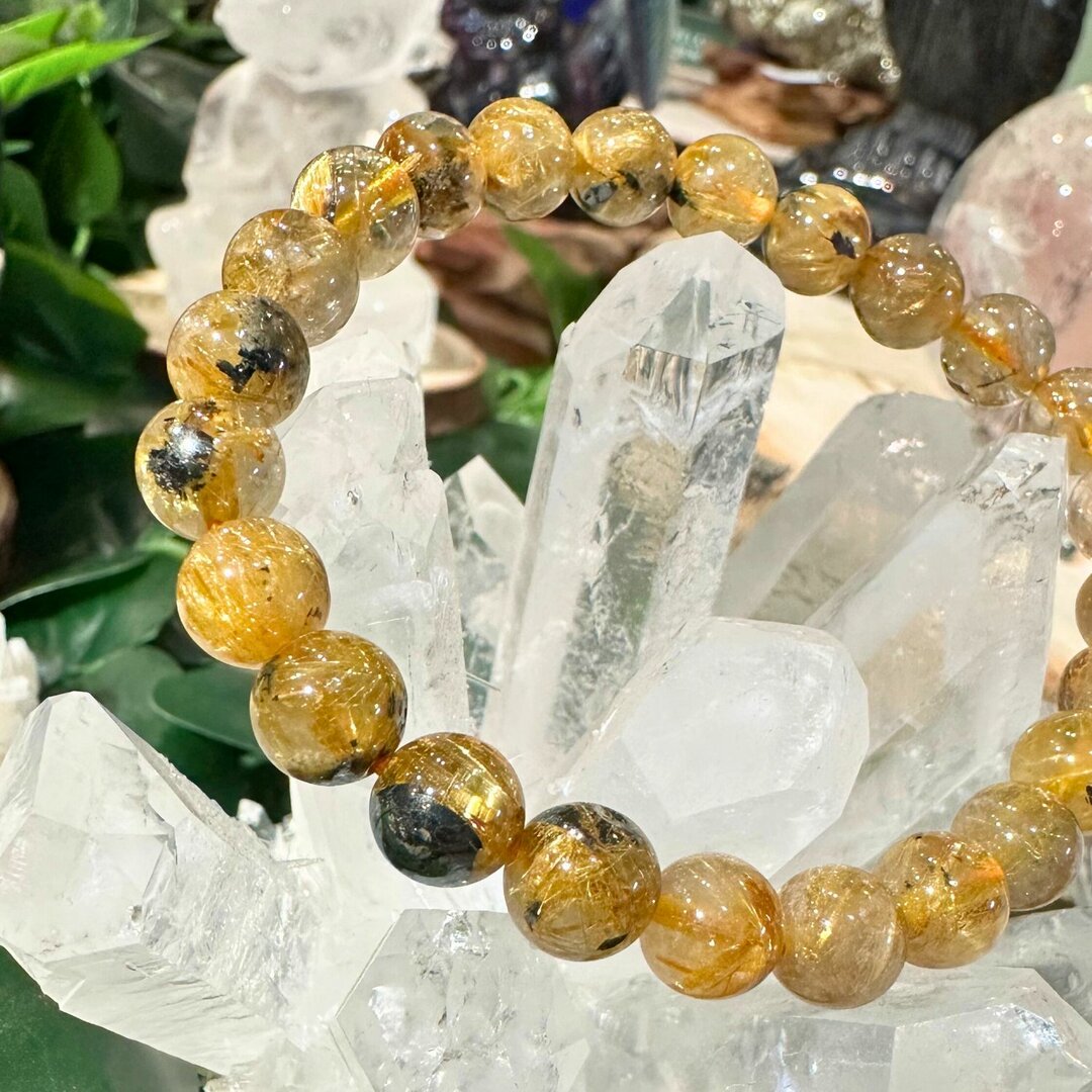 Bracelet Quartz Rutile Hématite AAA - 8mm