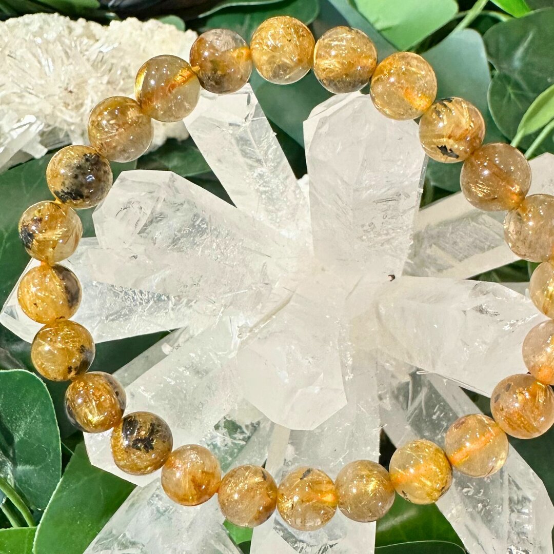 Bracelet Quartz Rutile Hématite AAA - 8mm