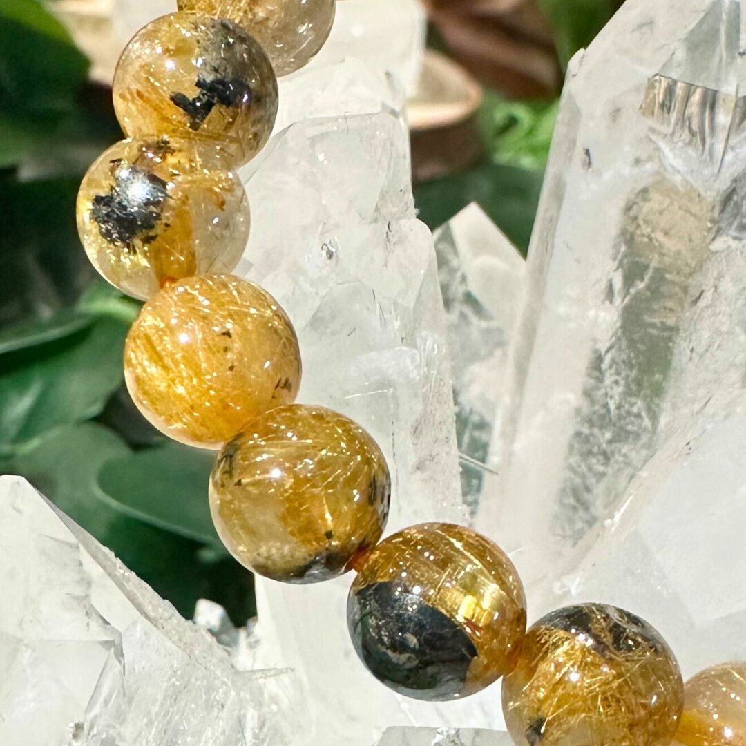 Bracelet Quartz Rutile Hématite AAA - 8mm