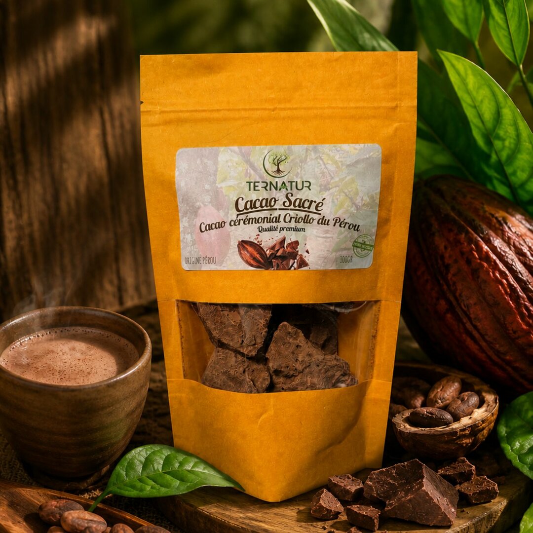 Cacao Sacré – Cacao Cérémonial Criollo du Pérou – 100 g – TERNATUR