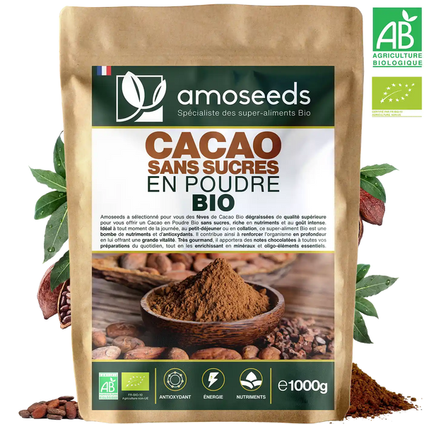 Cacao sans sucres en poudre Bio - 1kg