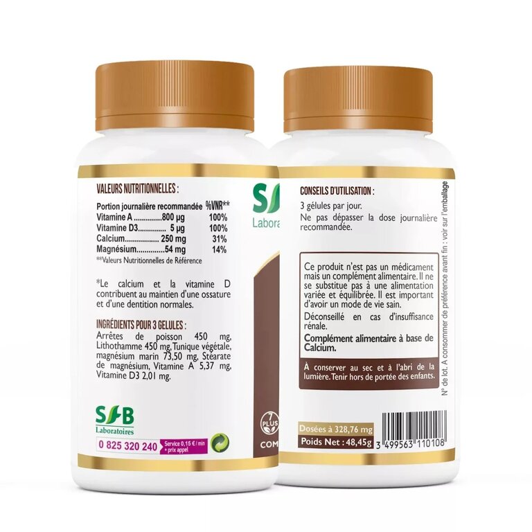 Calcium – 120 gélules – SFB Laboratoires