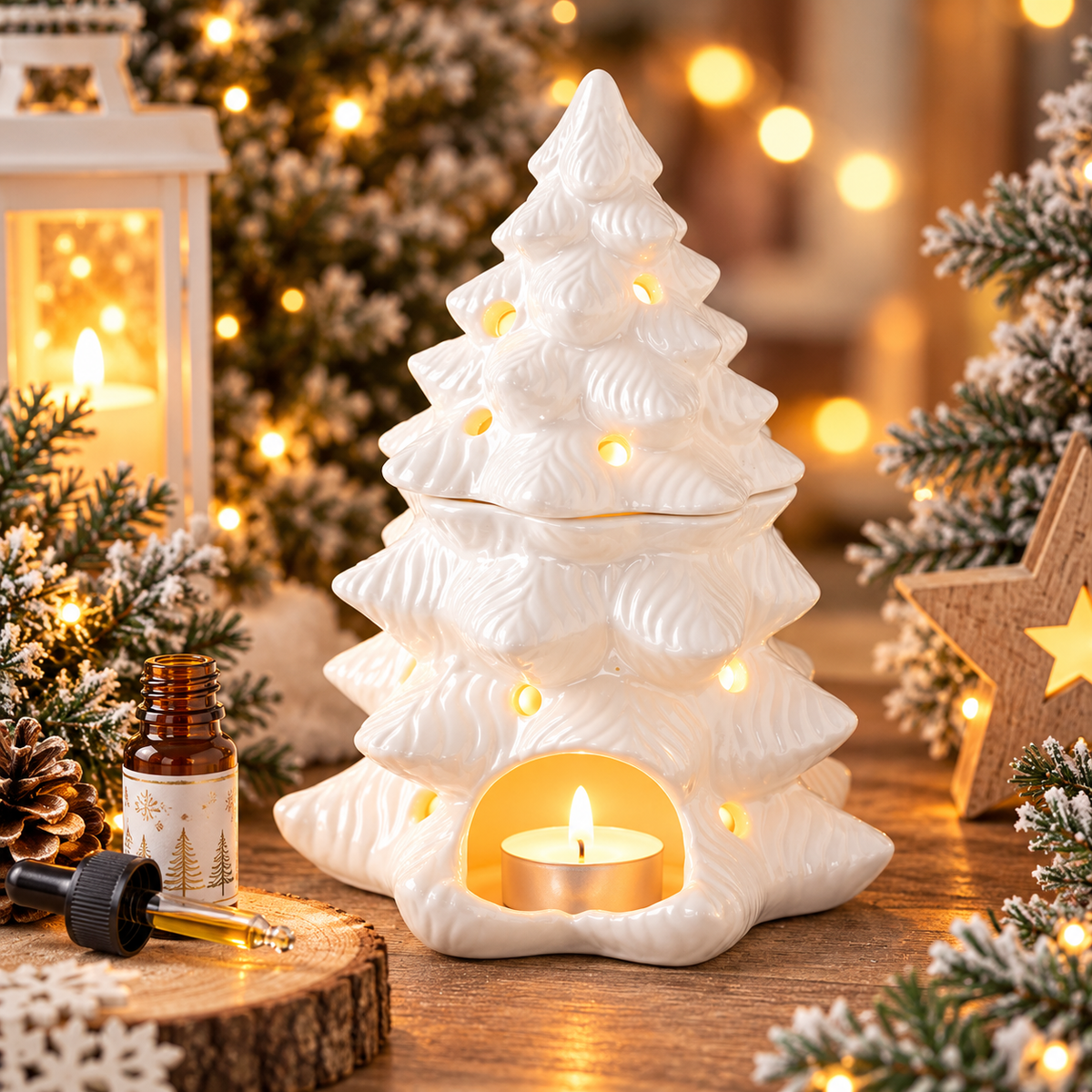 Diffuseur d’huiles & Chauffe-cire Sapin Blanc en céramique