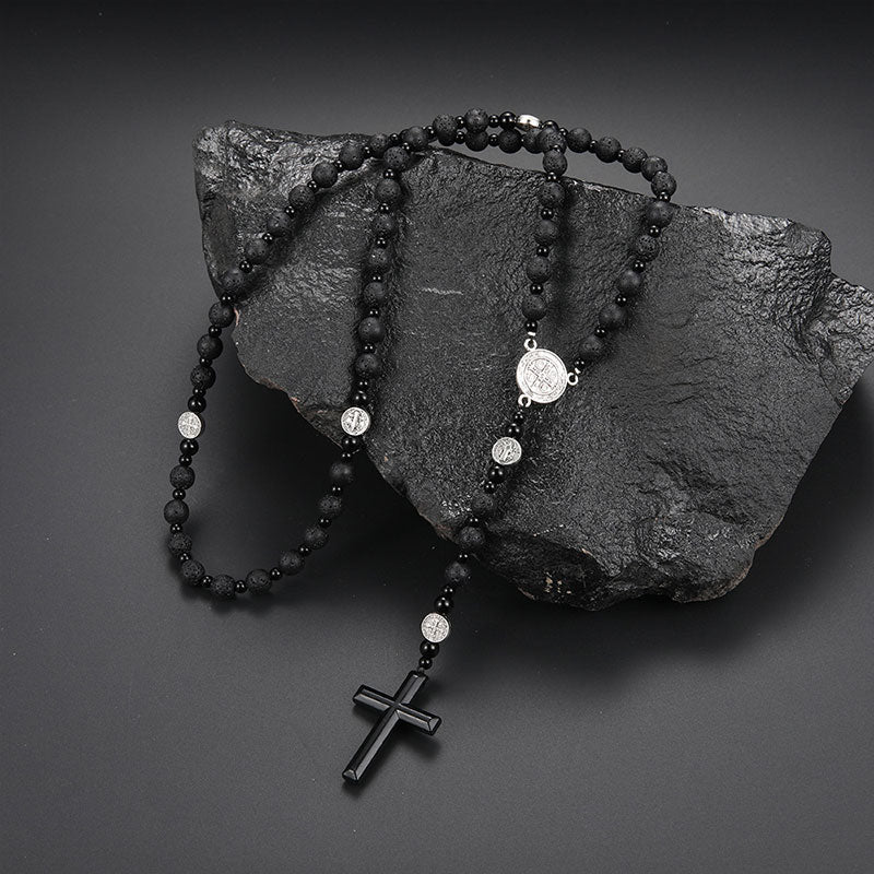 Chapelet en Pierre de Lave & Hématite