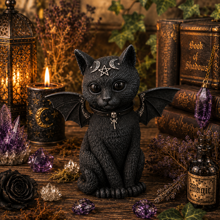 Statuette Chat Mystique – Gardien des Ombres