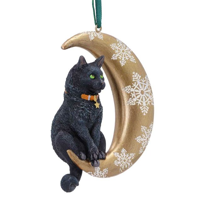 Ornement Chat Mystique et Croissant de Lune : Décoration Féline Enchantée