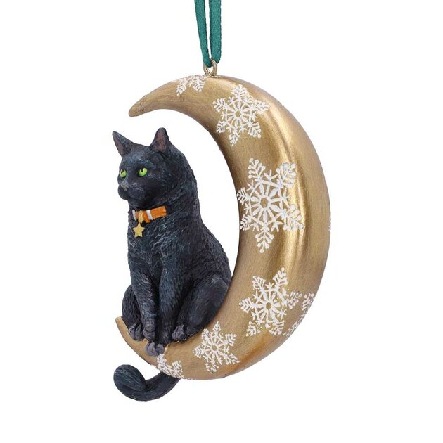 Ornement Chat Mystique et Croissant de Lune : Décoration Féline Enchantée