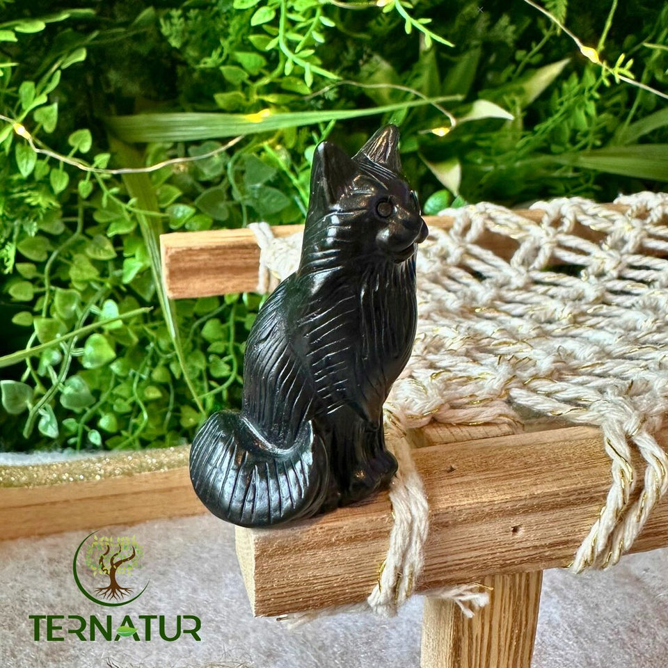 Chat "Main Coon" en Obsidienne Noire