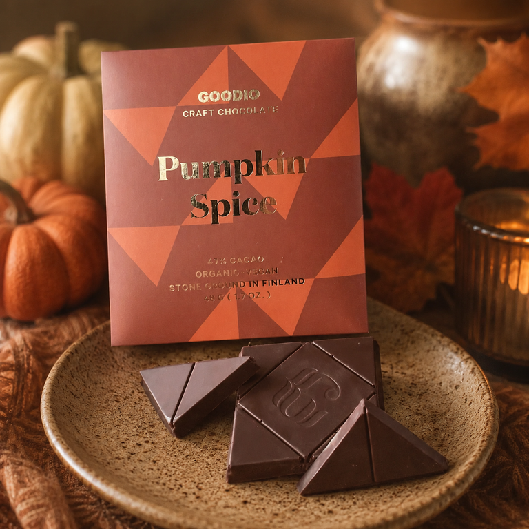 Chocolat Bio Pumpkin Spice 49 % – Goodio – 48 g