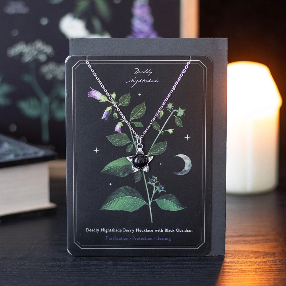 Collier Belladone avec Obsidienne Noire – Bijou Gothique & Ésotérique 50 cm