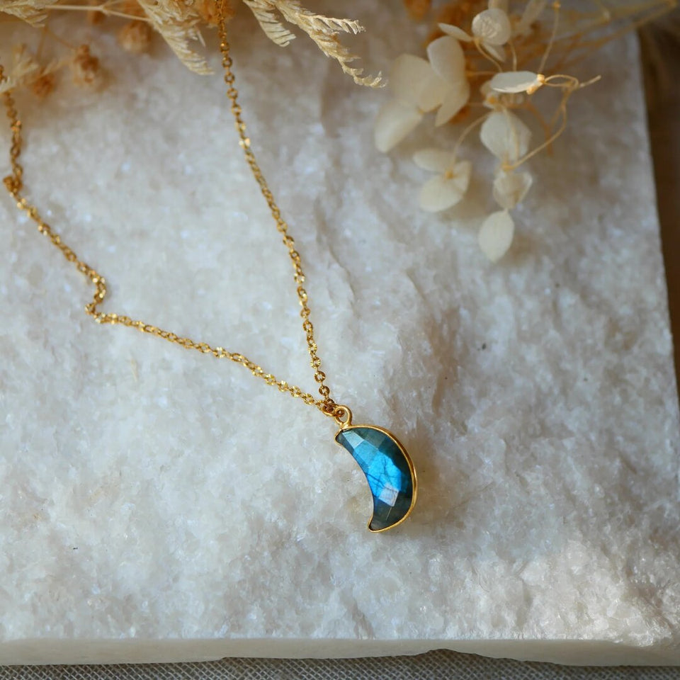 Pendentif Lune en Labradorite