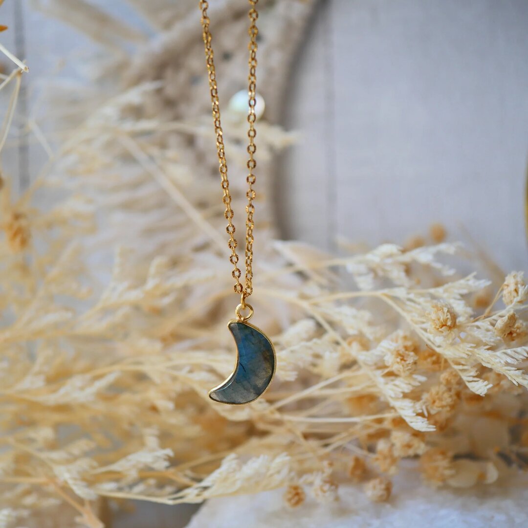Pendentif Lune en Labradorite