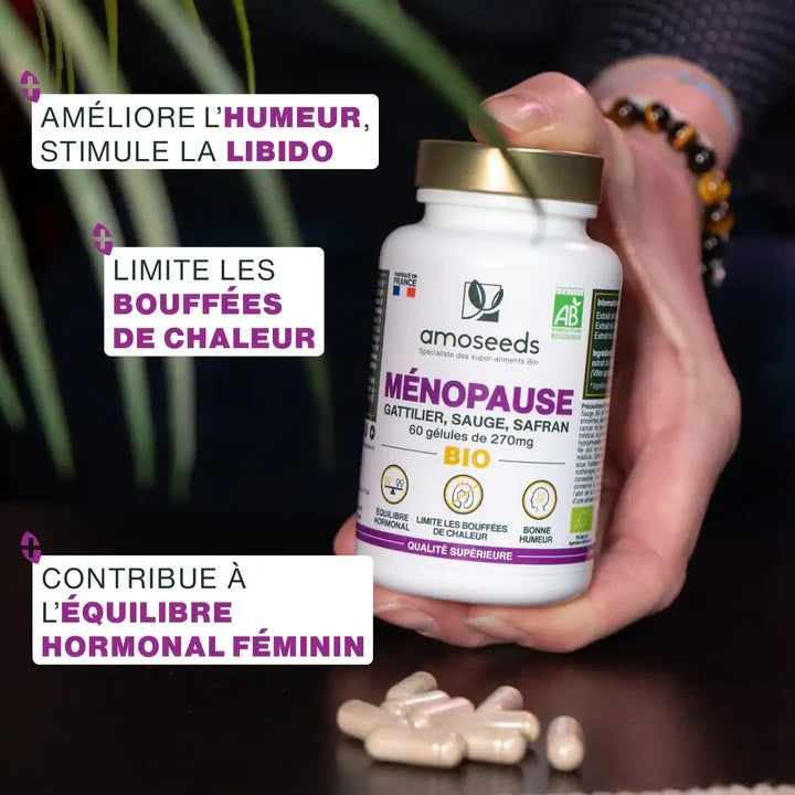 Complexe Ménopause Bio – Gattilier, Sauge & Safran – 60 gélules