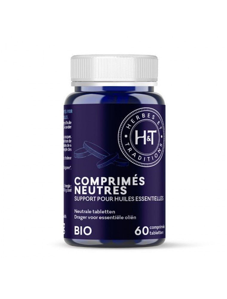 Comprimés Neutres Bio – Support pour Huiles Essentielles – 60 comprimés – Herbes & Traditions