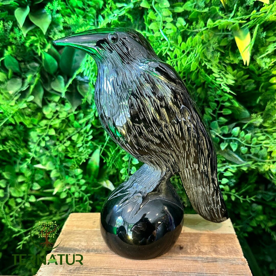 Grand Corbeau en Obsidienne Noire