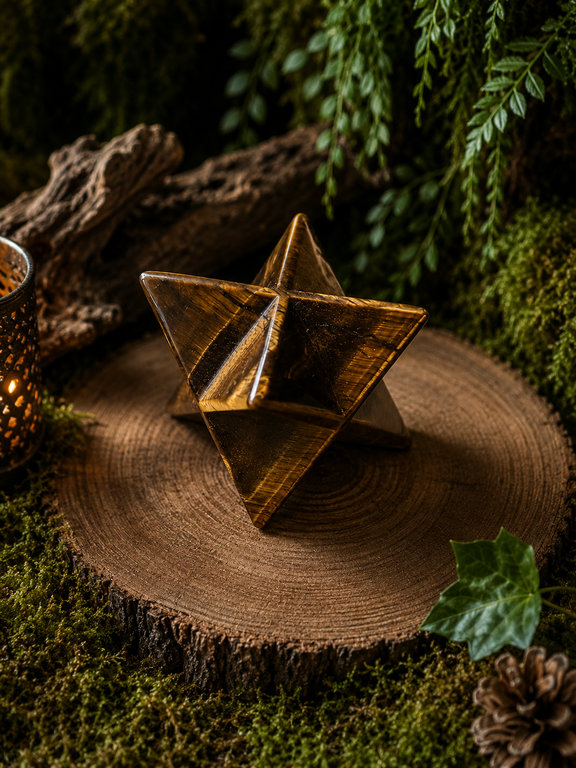 Merkaba Oeil de tigre - 7,5x7,5cm