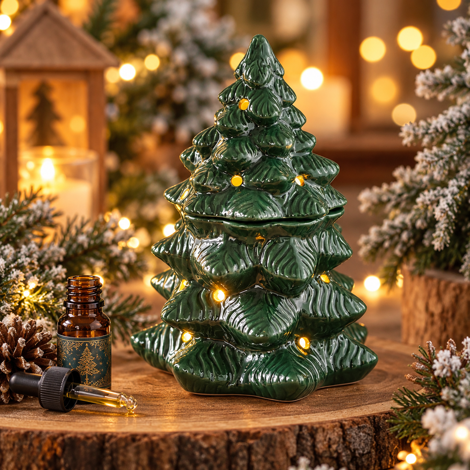 Diffuseur d’huiles & Chauffe-cire Sapin Vert en céramique