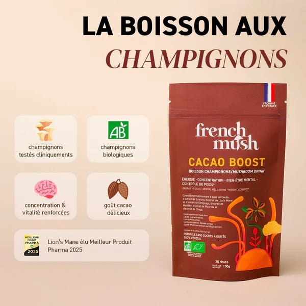 French Mush – Cacao BOOST Bio aux Champignons – Alternative au Café
