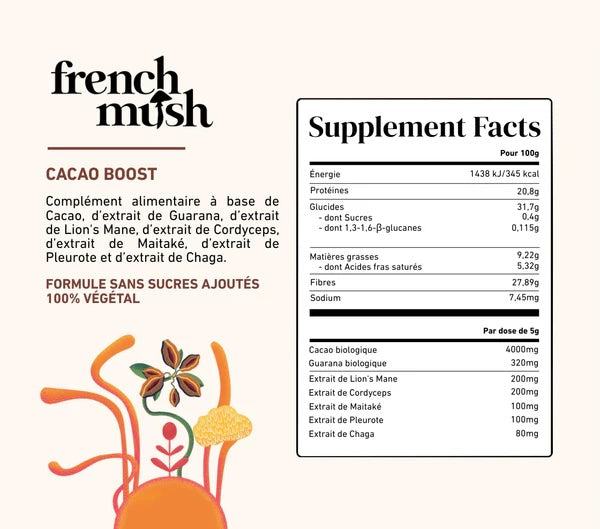 French Mush – Cacao BOOST Bio aux Champignons – Alternative au Café