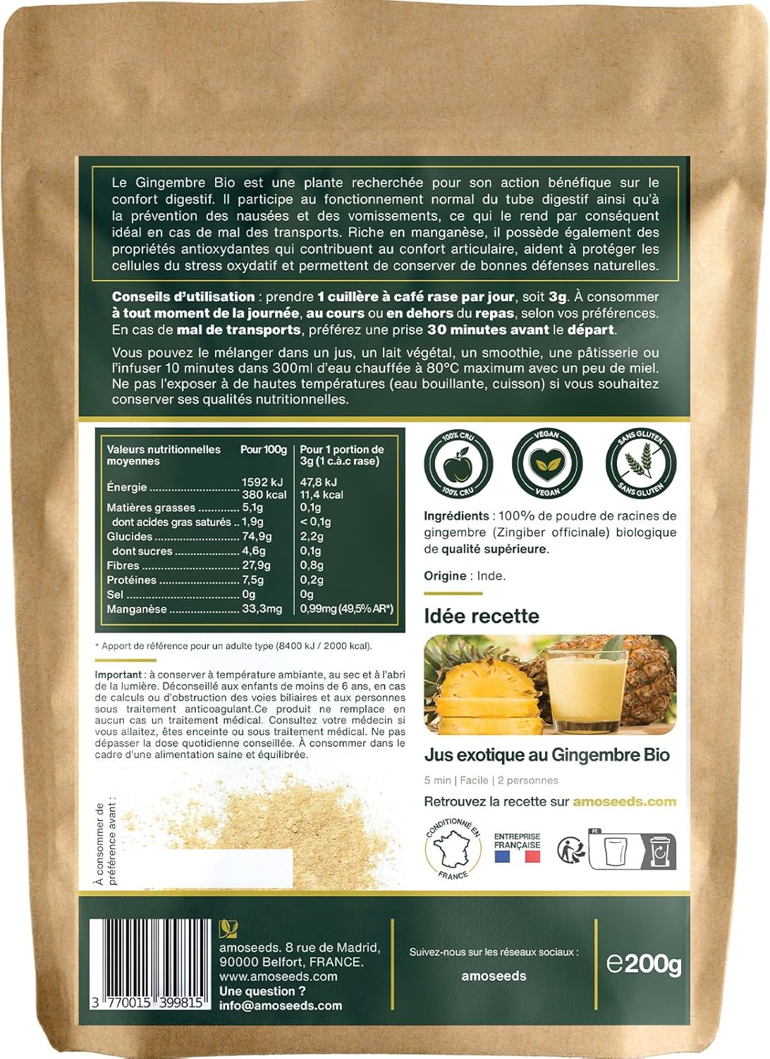 Gingembre BIO en poudre – 200 g
