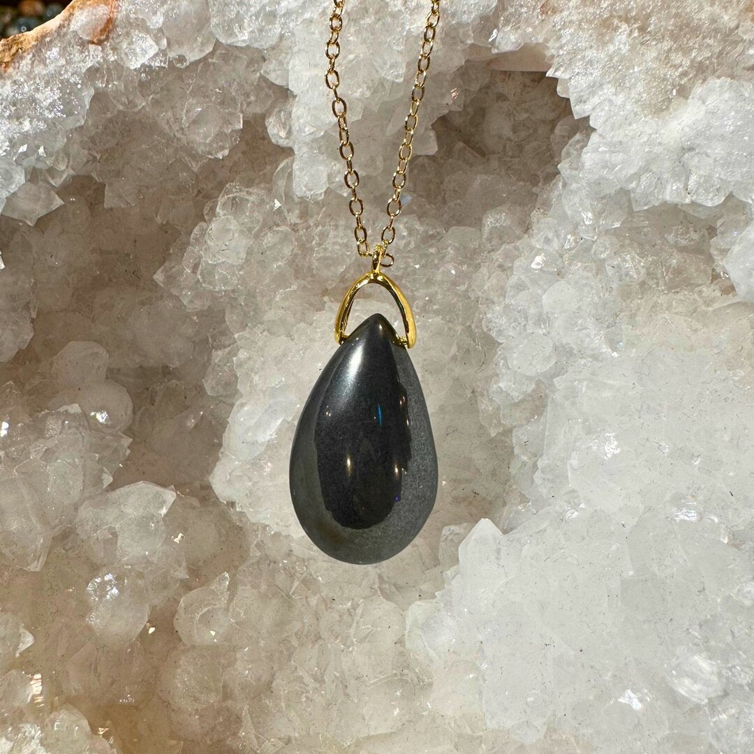 Pendentif Goutte Hématite