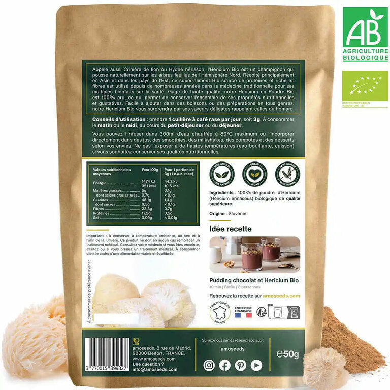 Héricium en poudre Bio - 50gr