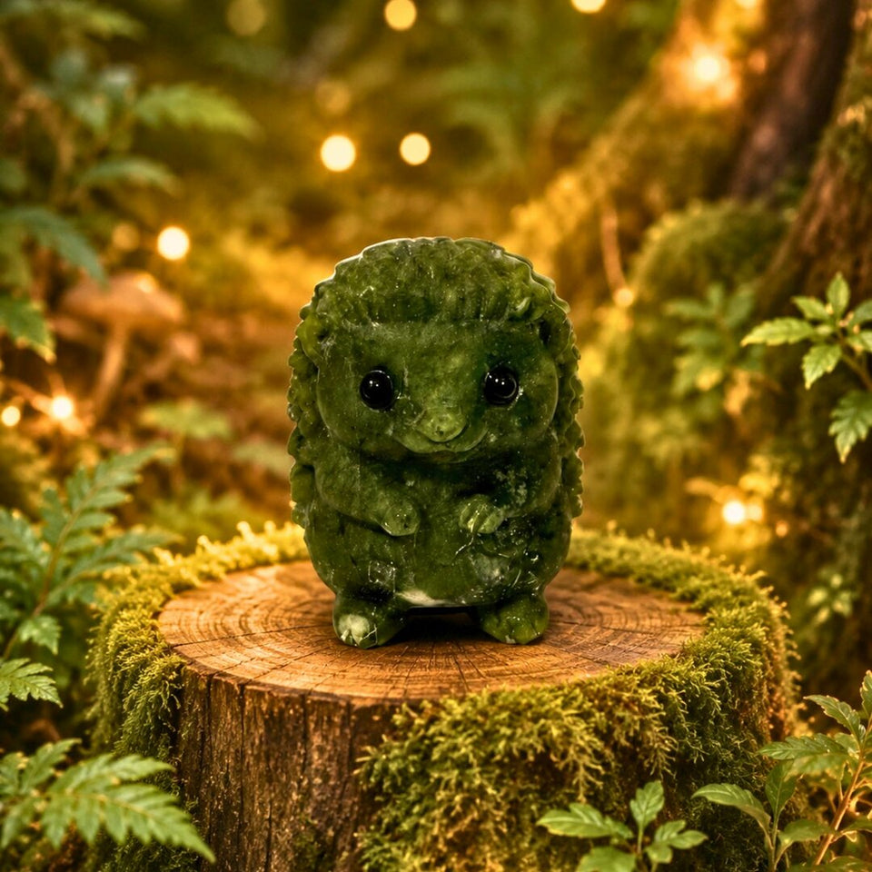 Statuette Hérisson en Jade Néphrite – 5,5 cm