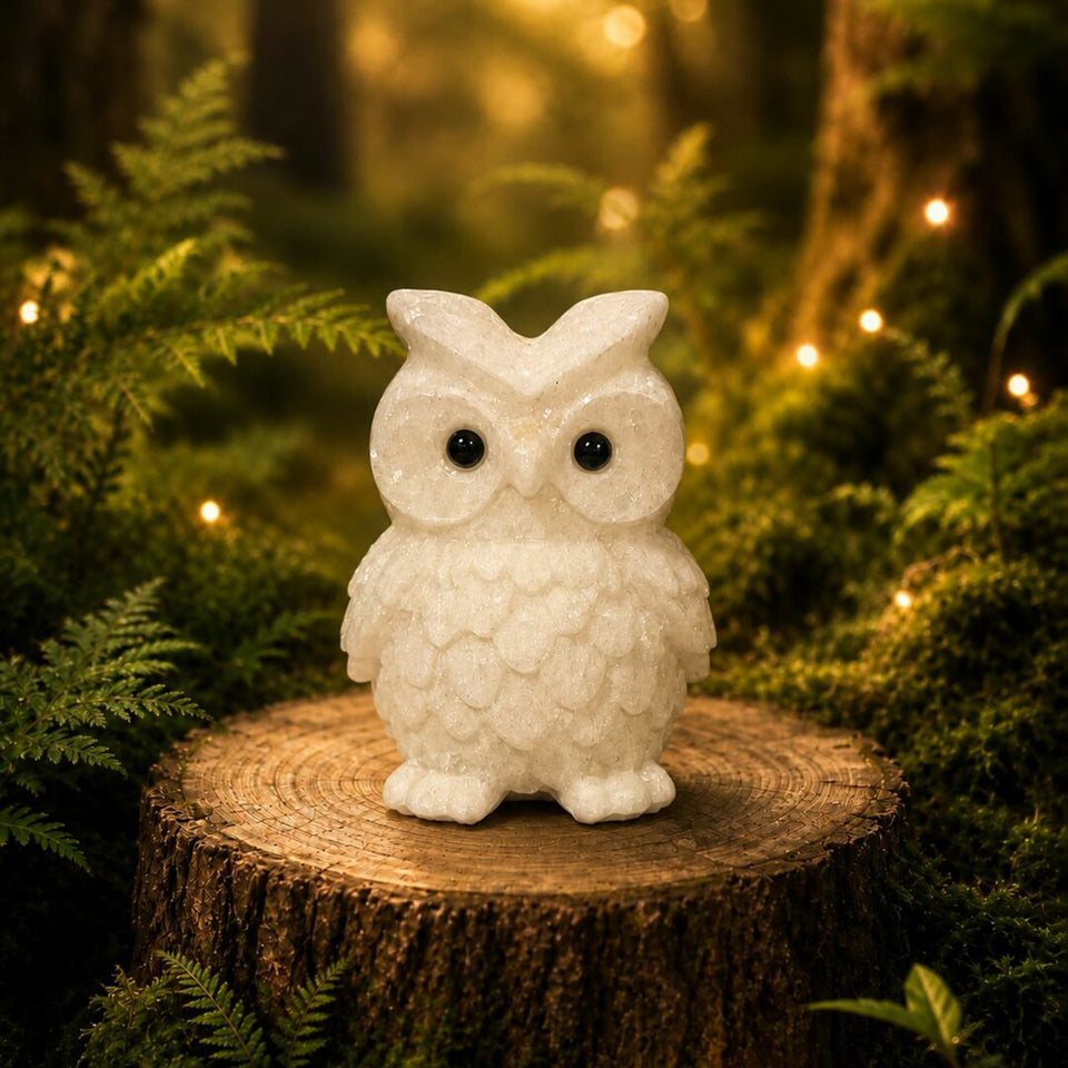 Hibou en Jade Blanc