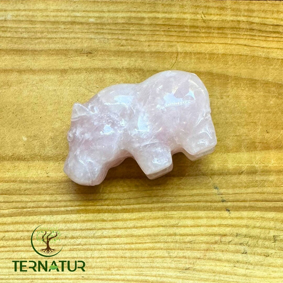 Hippopotame en Quartz Rose