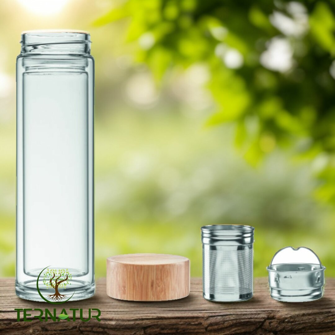 Gourde en Verre Double Paroi avec Infuseur en acier - 500 ml